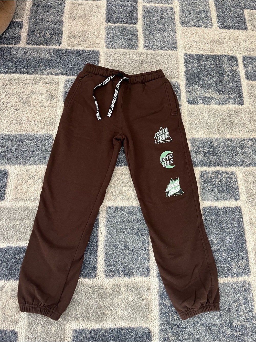 Santa Cruz Skateboards Brown Kids Sweatpants with Logo Prints